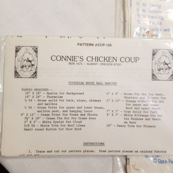 Lot of 2 Victorian House wall hanging patterns 1970's Pat019 - Picture 5 of 6